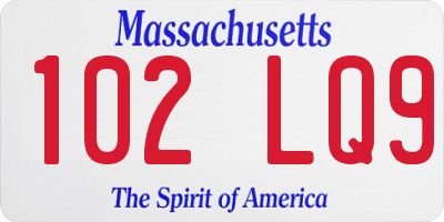 MA license plate 102LQ9