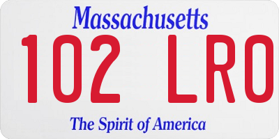MA license plate 102LR0
