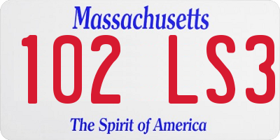 MA license plate 102LS3