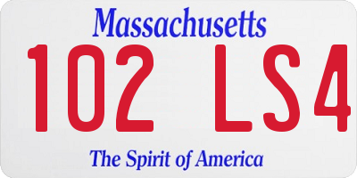 MA license plate 102LS4