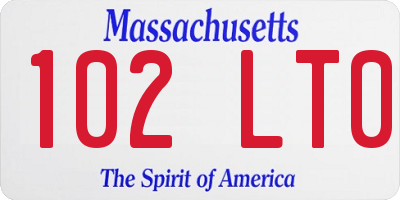 MA license plate 102LT0