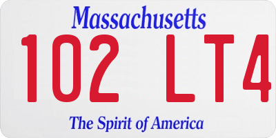 MA license plate 102LT4