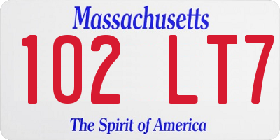 MA license plate 102LT7