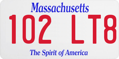 MA license plate 102LT8