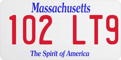 MA license plate 102LT9