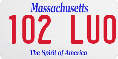 MA license plate 102LU0