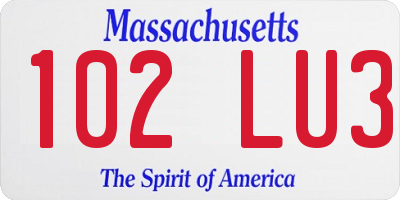 MA license plate 102LU3