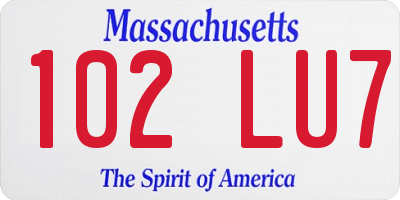 MA license plate 102LU7