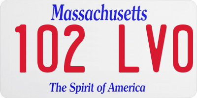 MA license plate 102LV0