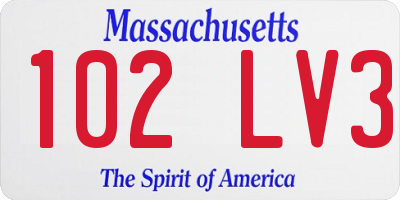 MA license plate 102LV3