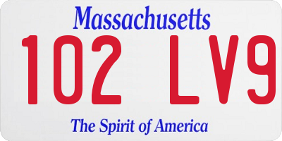 MA license plate 102LV9