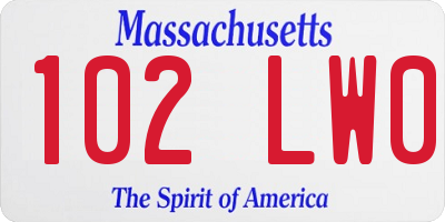 MA license plate 102LW0