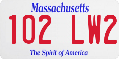 MA license plate 102LW2