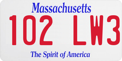 MA license plate 102LW3