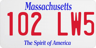 MA license plate 102LW5