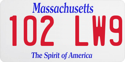 MA license plate 102LW9