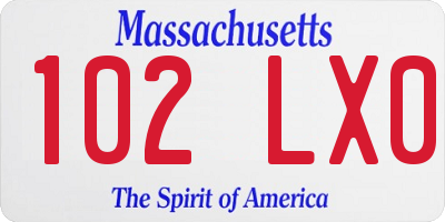MA license plate 102LX0