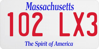 MA license plate 102LX3