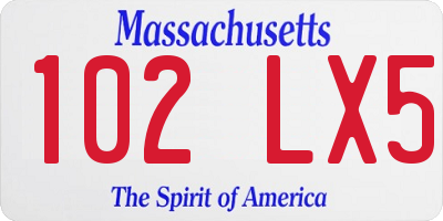 MA license plate 102LX5