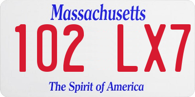MA license plate 102LX7