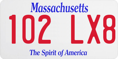 MA license plate 102LX8