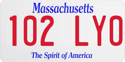 MA license plate 102LY0