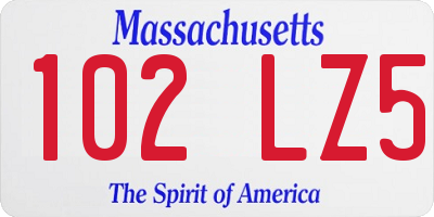 MA license plate 102LZ5