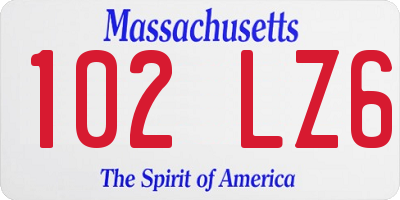 MA license plate 102LZ6