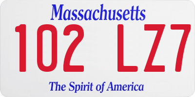 MA license plate 102LZ7