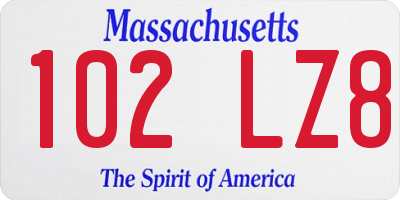 MA license plate 102LZ8