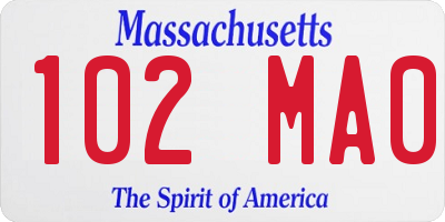 MA license plate 102MA0