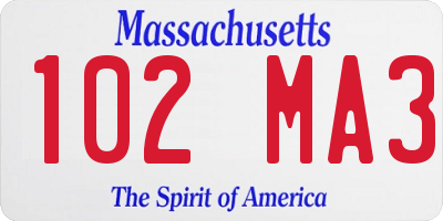 MA license plate 102MA3