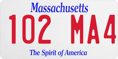 MA license plate 102MA4