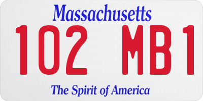 MA license plate 102MB1