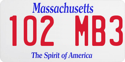 MA license plate 102MB3