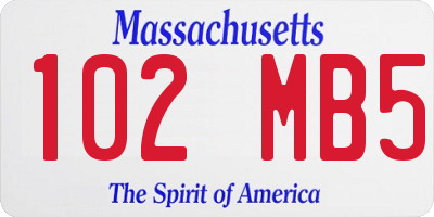 MA license plate 102MB5