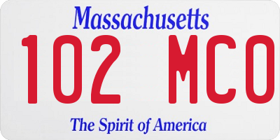 MA license plate 102MC0