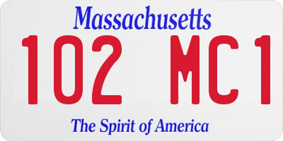 MA license plate 102MC1