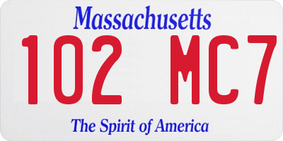 MA license plate 102MC7