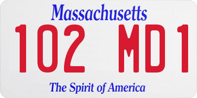 MA license plate 102MD1