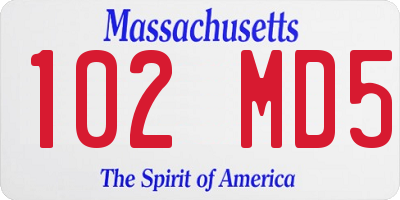 MA license plate 102MD5
