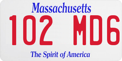 MA license plate 102MD6