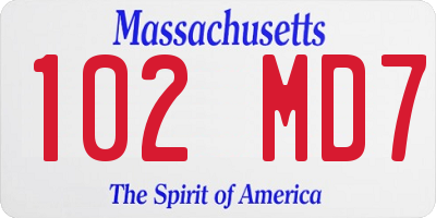 MA license plate 102MD7