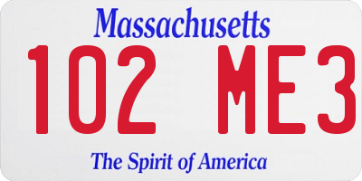 MA license plate 102ME3