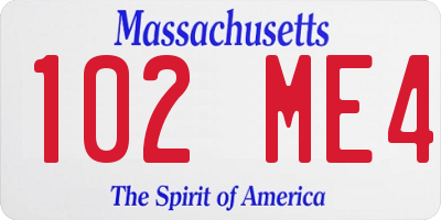 MA license plate 102ME4