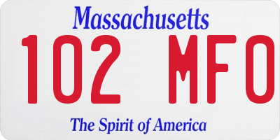 MA license plate 102MF0