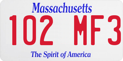 MA license plate 102MF3