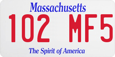 MA license plate 102MF5