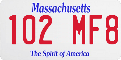 MA license plate 102MF8