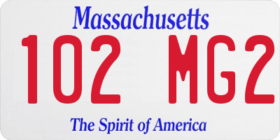 MA license plate 102MG2